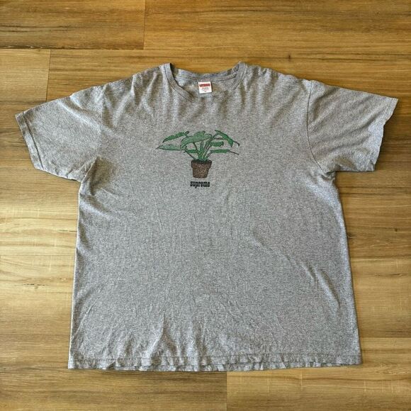 Supreme Men's XL Potted Plant Graphic Tee Shirt Gray Casual Streetwear Lounge - Picture 1 of 5